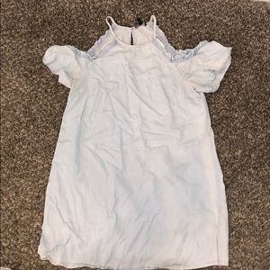 powder blue cold shoulder dress